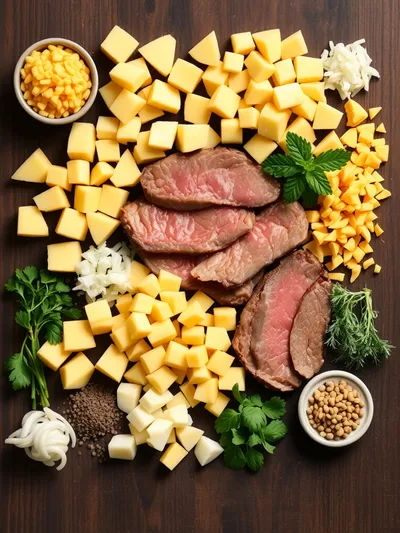 Slow Cooker Steak and Cheddar Potato Casserole - ingredients preparation