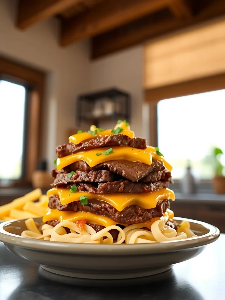 Slow Cooker Steak and Cheddar Potato Casserole - feature image