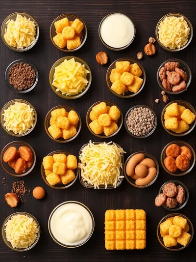 Tater Tot Sausage Breakfast Casserole - ingredients preparation