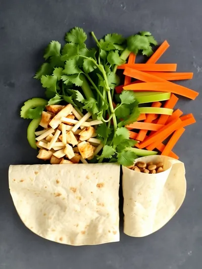 Thai Peanut Chicken Wraps - ingredients preparation