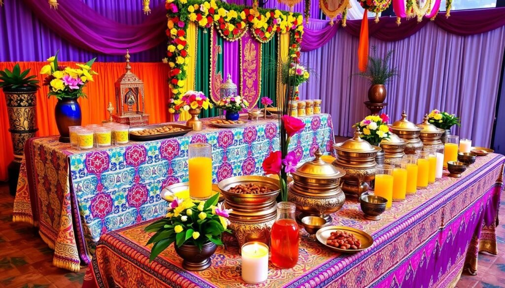 cultural decor and beverage pairings for Indian catering